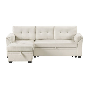 Textured Fabric 2- Piece Sectional with Reversible Chaise, Storage and Pull-out Bed