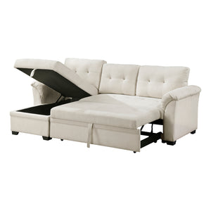 Textured Fabric 2- Piece Sectional with Reversible Chaise, Storage and Pull-out Bed