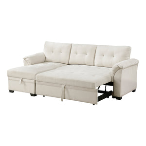 Textured Fabric 2- Piece Sectional with Reversible Chaise, Storage and Pull-out Bed