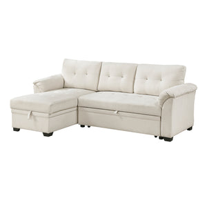 Textured Fabric 2- Piece Sectional with Reversible Chaise, Storage and Pull-out Bed