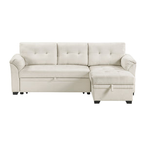 Textured Fabric 2- Piece Sectional with Reversible Chaise, Storage and Pull-out Bed