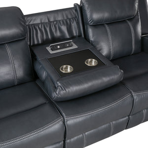 Breathable Faux Leather Double Reclining Sofa