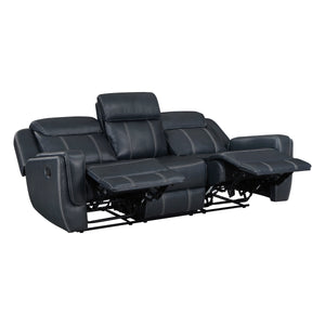 Breathable Faux Leather Double Reclining Sofa