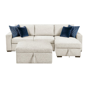 Textured Microfiber 3-Piece Sectional with Reversible Chaise and Ottoman