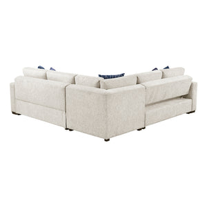 Textured Microfiber 4-Piece Sectional with Pull-out Bed and Ottoman
