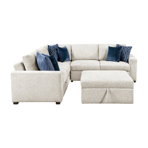 Textured Microfiber 4-Piece Sectional with Pull-out Bed and Ottoman