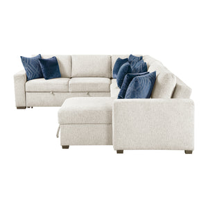 Textured Microfiber 4-Piece Sectional with Reversible Chaise and Pull-out Bed