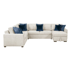 Textured Microfiber 4-Piece Sectional with Reversible Chaise and Pull-out Bed