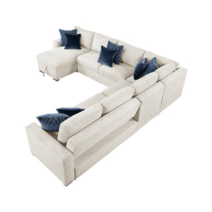 Textured Microfiber 5-Piece Sectional with Reversible Chaise and Pull-out Bed