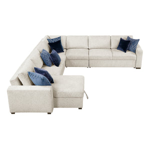 Textured Microfiber 5-Piece Sectional with Reversible Chaise