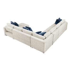 Textured Microfiber 5-Piece Sectional with Reversible Chaise