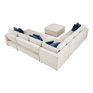 Textured Microfiber 6-Piece Sectional with Reversible Chaise, Pull-out Bed and Ottoman