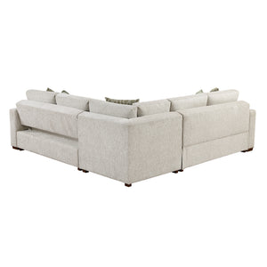 Textured Microfiber 4-Piece Sectional with Pull-out Bed and Ottoman