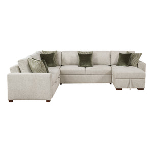 Textured Microfiber 4-Piece Sectional with Reversible Chaise and Pull-out Bed