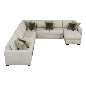 Textured Microfiber 5-Piece Sectional with Reversible Chaise and Pull-out Bed