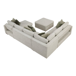 Textured Microfiber 5-Piece Sectional with Reversible Chaise, Pull-out Bed and Ottoman