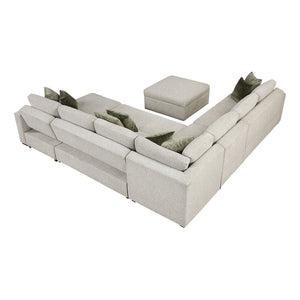 Textured Microfiber 6-Piece Sectional with Reversible Chaise, Pull-out Bed and Ottoman