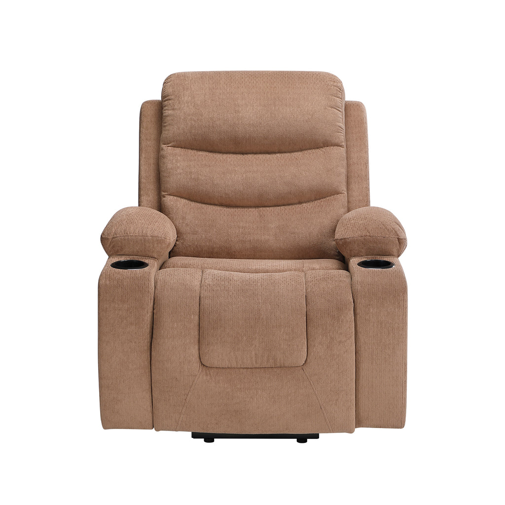Microfiber Power Lift Chair with Massage, Heat, Charging Ports and Cup-holders