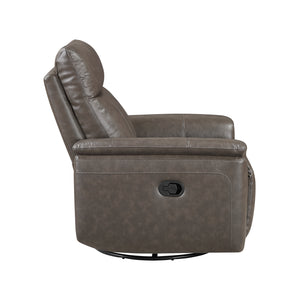 Leather Match Manual Swivel Glider Reclining Chair