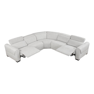 Chenille Fabric 5-Piece Modular Power Reclining Sectional