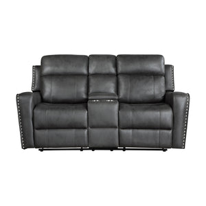Polished Microfiber Power Double Reclining Loveseat