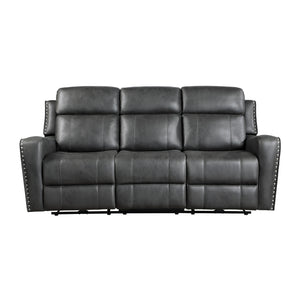 Polished Microfiber Manual Double Reclining Sofa