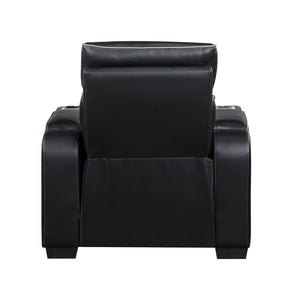 Faux Leather Power Reclining Chair with Power Headrest and Storage Arms