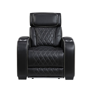 Faux Leather Power Reclining Chair with Power Headrest and Storage Arms