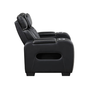 Faux Leather Power Reclining Chair with Power Headrest and Storage Arms