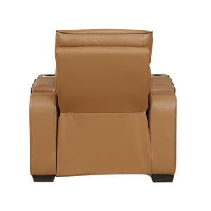 Faux Leather Power Reclining Chair with Power Headrest and Storage Arms