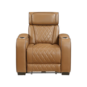 Faux Leather Power Reclining Chair with Power Headrest and Storage Arms