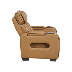 Faux Leather Power Reclining Chair with Power Headrest and Storage Arms