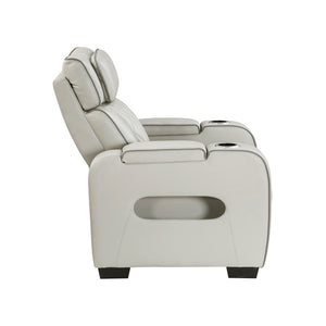 Faux Leather Power Reclining Chair with Power Headrest and Storage Arms