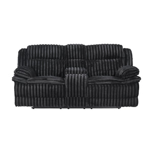 Corduroy Fabric Glider Reclining Loveseat with Console