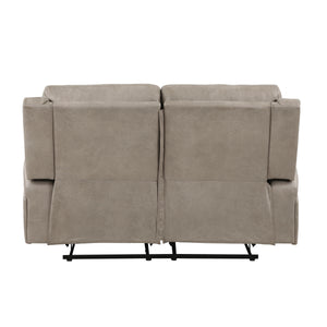 Polished Microfiber Manual Double Reclining Loveseat
