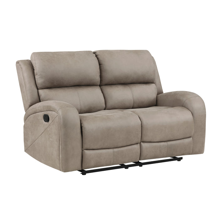 Polished Microfiber Manual Double Reclining Loveseat