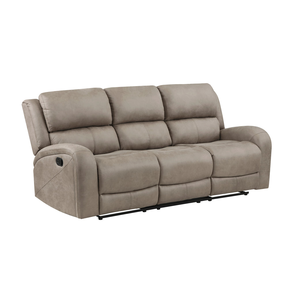 Polished Microfiber Manual Double Reclining Sofa