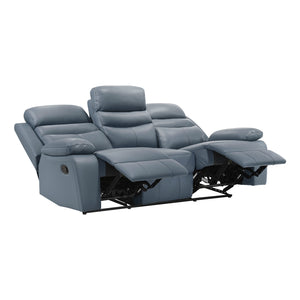 Leather Match Manual Double Reclining Sofa