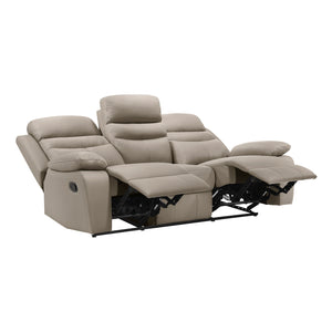 Leather Match Manual Double Reclining Sofa