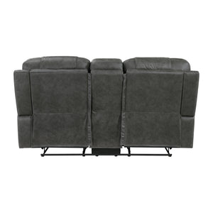 Polished Microfiber Double Reclining Loveseat with Console
