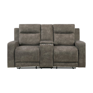 Textured Microfiber Double Reclining Loveseat