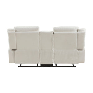 Polished Microfiber Double Reclining Loveseat with Console
