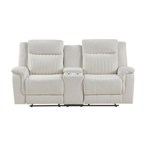 Polished Microfiber Double Reclining Loveseat with Console