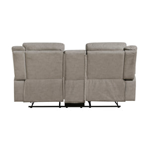 Polished Microfiber Double Reclining Loveseat with Console