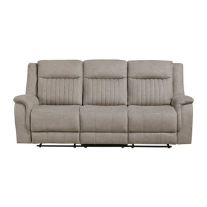 Polished Microfiber Double Reclining Sofa