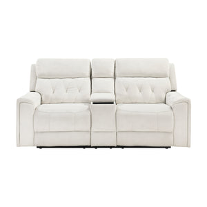 Polished Microfiber Power Double Reclining Loveseat