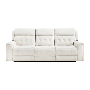 Polished Microfiber Power Double Reclining Sofa
