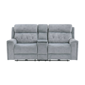 Polished Microfiber Power Double Reclining Loveseat