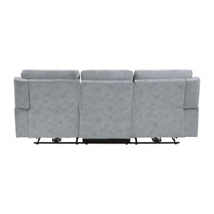 Polished Microfiber Power Double Reclining Sofa