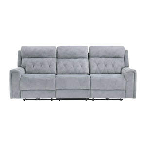 Polished Microfiber Power Double Reclining Sofa
